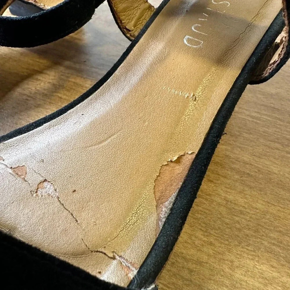 Staud Black Strappy Suede Block Heels Womens Size 7 AS IS - Picture 5 of 11